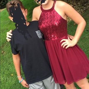 Sparkly Maroon Formal Dress